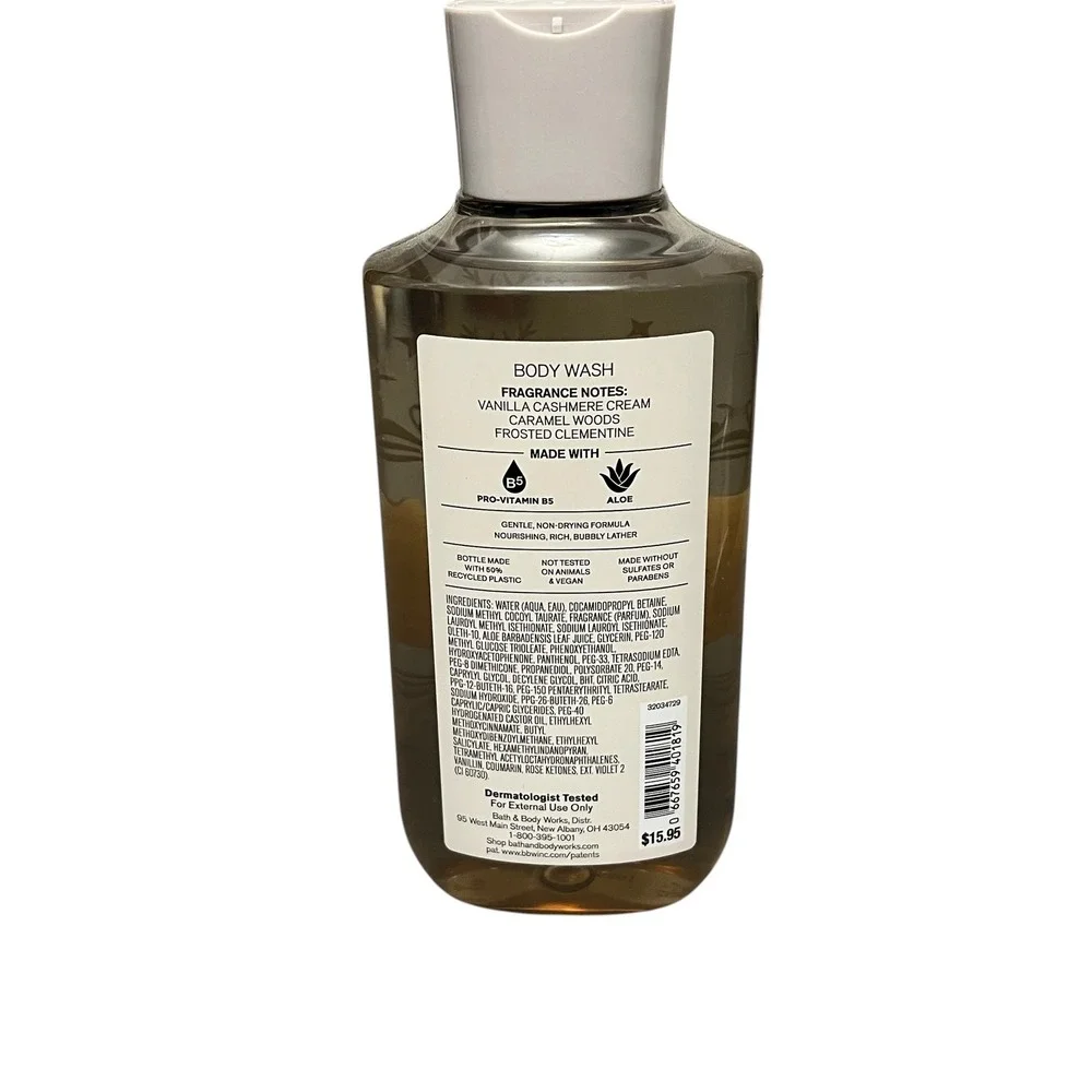Bath & Body Works Snowflakes & Cashmere Body Wash 10oz Vanilla Caramel Woods New